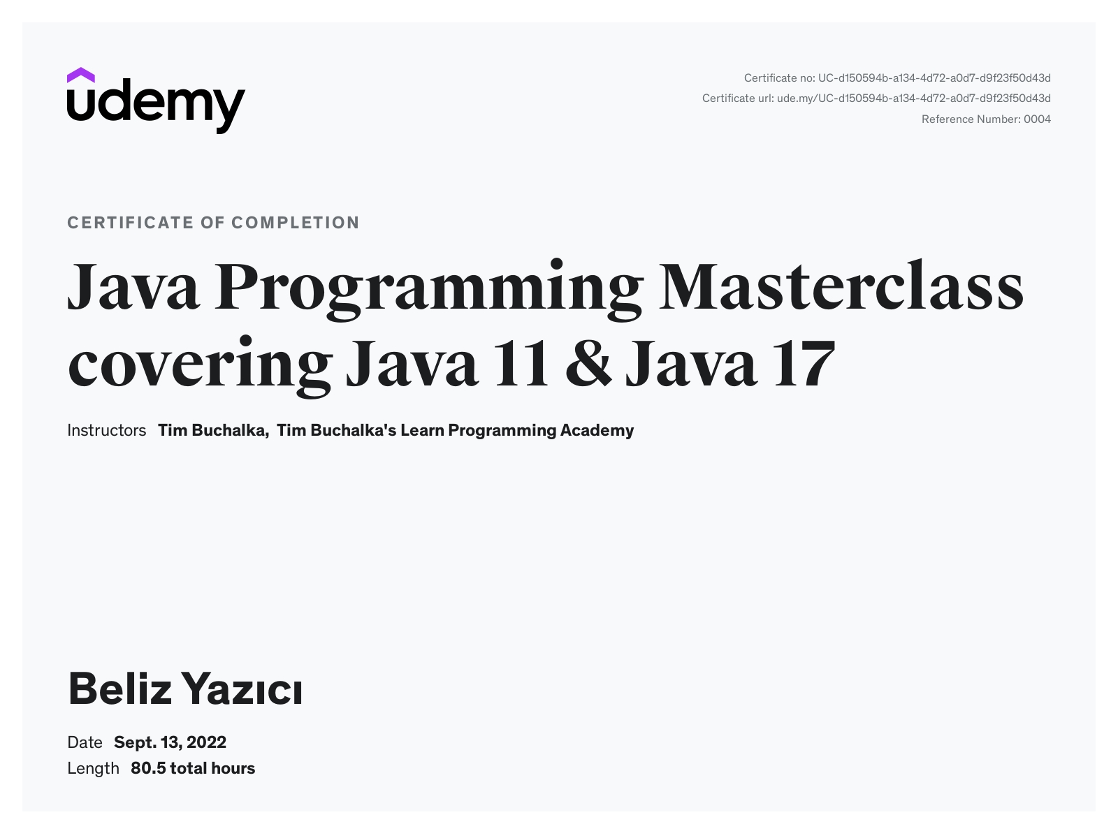 Java Certificate